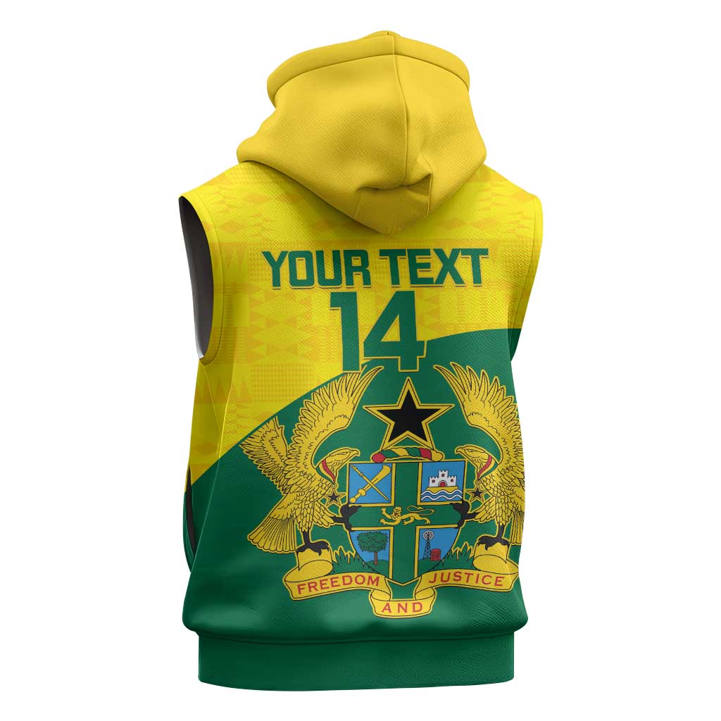 Custom Ghana Black Batters Sleeveless Hoodie Ghanaian Tawny Eagle - Cricket Style - African Pride