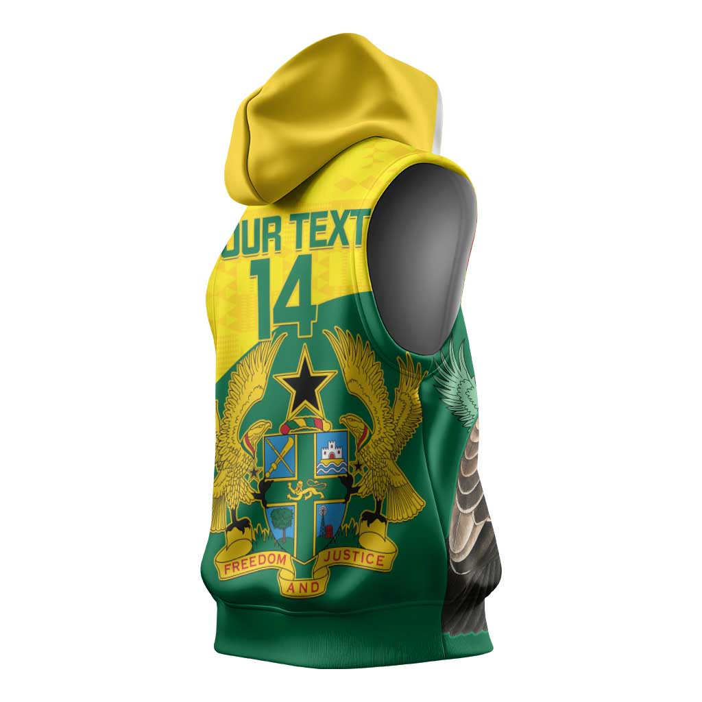 Custom Ghana Black Batters Sleeveless Hoodie Ghanaian Tawny Eagle - Cricket Style - African Pride