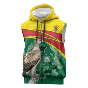Custom Ghana Black Batters Sleeveless Zip Hoodie Ghanaian Tawny Eagle - Cricket Style - African Pride