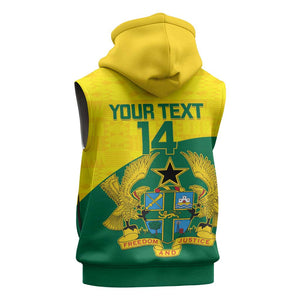 Custom Ghana Black Batters Sleeveless Zip Hoodie Ghanaian Tawny Eagle - Cricket Style - African Pride