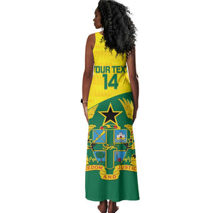 Custom Ghana Black Batters Tank Maxi Dress Ghanaian Tawny Eagle - Cricket Style