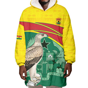 Custom Ghana Black Batters Wearable Blanket Hoodie Ghanaian Tawny Eagle - Cricket Style