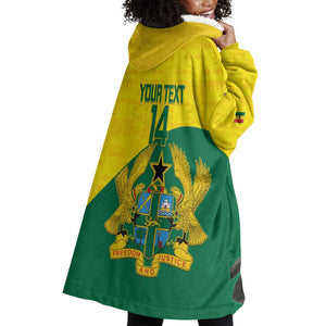 Custom Ghana Black Batters Wearable Blanket Hoodie Ghanaian Tawny Eagle - Cricket Style