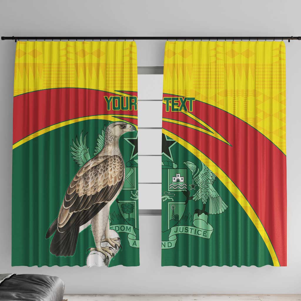 Custom Ghana Black Batters Window Curtain Ghanaian Tawny Eagle - Cricket Style
