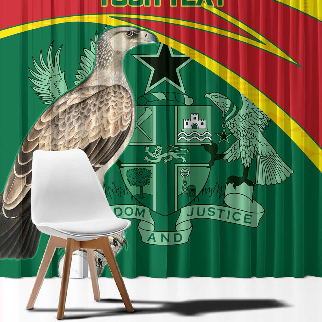 Custom Ghana Black Batters Window Curtain Ghanaian Tawny Eagle - Cricket Style