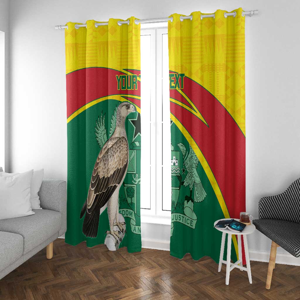 Custom Ghana Black Batters Window Curtain Ghanaian Tawny Eagle - Cricket Style