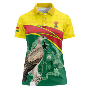 Custom Ghana Black Batters Women Polo Shirt Ghanaian Tawny Eagle - Cricket Style