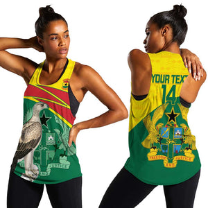 Custom Ghana Black Batters Women Racerback Tank Ghanaian Tawny Eagle - Cricket Style