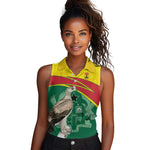 Custom Ghana Black Batters Women Sleeveless Polo Shirt Ghanaian Tawny Eagle - Cricket Style