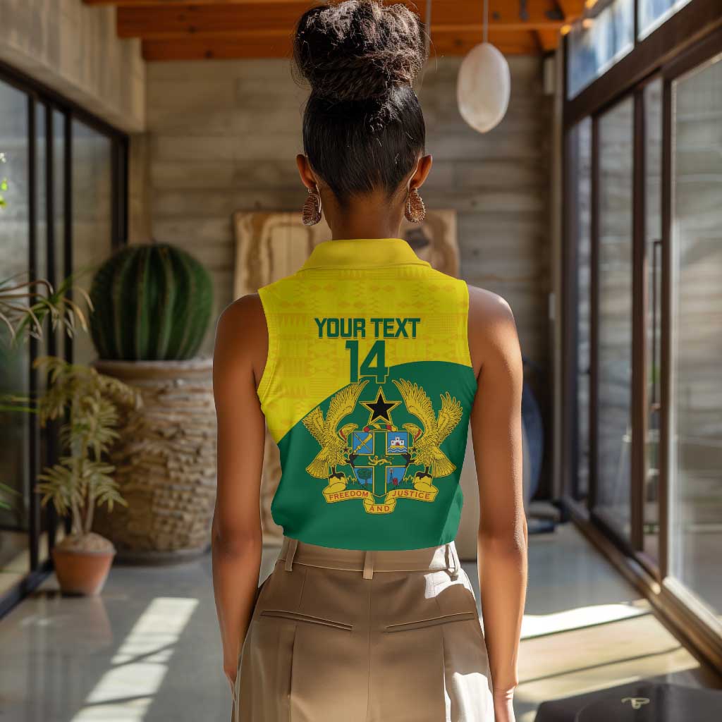 Custom Ghana Black Batters Women Sleeveless Polo Shirt Ghanaian Tawny Eagle - Cricket Style