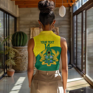 Custom Ghana Black Batters Women Sleeveless Polo Shirt Ghanaian Tawny Eagle - Cricket Style