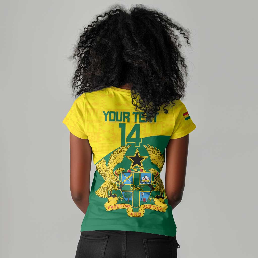 Custom Ghana Black Batters Women V-Neck T-Shirt Ghanaian Tawny Eagle - Cricket Style