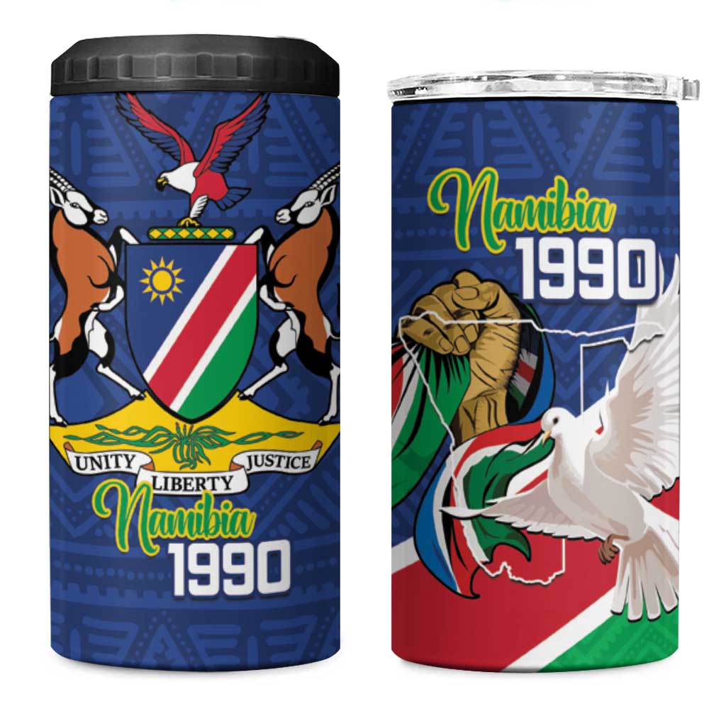 Afro Namibia Independence Day 4 in 1 Can Cooler Tumbler Namibian 1990 African Pattern