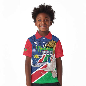Afro Namibia Independence Day Kid Polo Shirt Namibian 1990 African Pattern