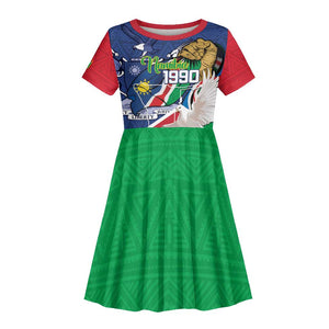 Afro Namibia Independence Day Kid Short Sleeve Dress Namibian 1990 African Pattern