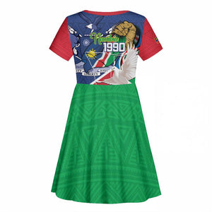 Afro Namibia Independence Day Kid Short Sleeve Dress Namibian 1990 African Pattern