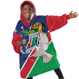 Afro Namibia Independence Day Kid Wearable Blanket Hoodie Namibian 1990 African Pattern