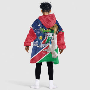 Afro Namibia Independence Day Kid Wearable Blanket Hoodie Namibian 1990 African Pattern