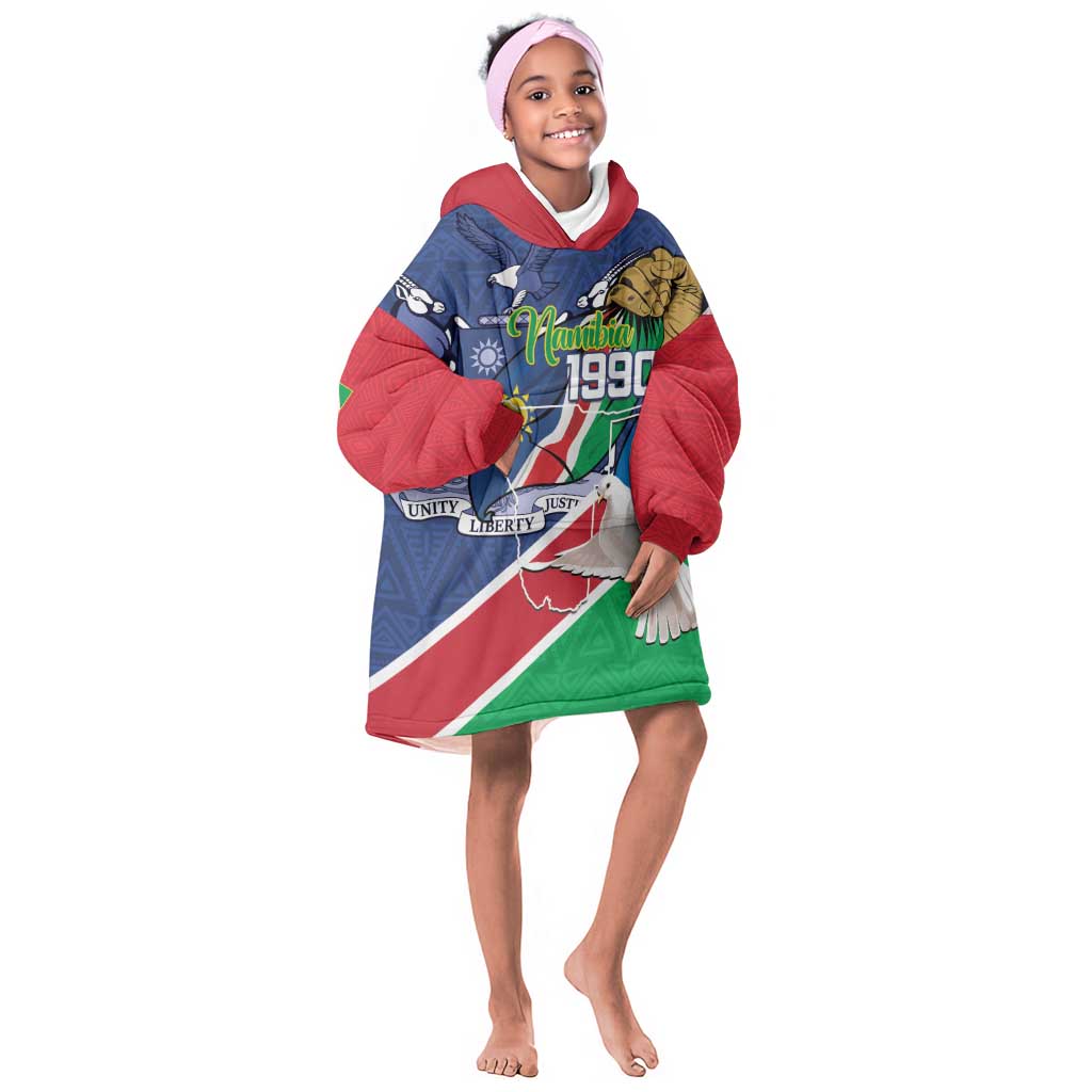 Afro Namibia Independence Day Kid Wearable Blanket Hoodie Namibian 1990 African Pattern