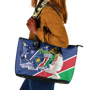 Afro Namibia Independence Day Leather Tote Bag Namibian 1990 African Pattern