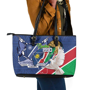 Afro Namibia Independence Day Leather Tote Bag Namibian 1990 African Pattern