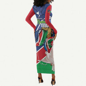 Afro Namibia Independence Day Long Sleeve Bodycon Dress Namibian 1990 African Pattern LT14