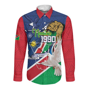 Afro Namibia Independence Day Long Sleeve Button Shirt Namibian 1990 African Pattern