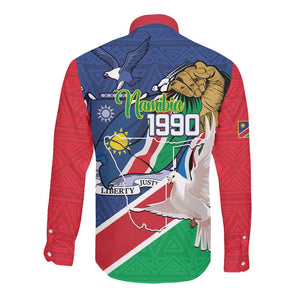 Afro Namibia Independence Day Long Sleeve Button Shirt Namibian 1990 African Pattern