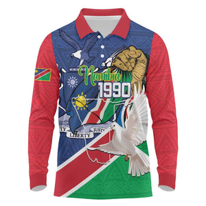 Afro Namibia Independence Day Long Sleeve Polo Shirt Namibian 1990 African Pattern