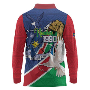 Afro Namibia Independence Day Long Sleeve Polo Shirt Namibian 1990 African Pattern