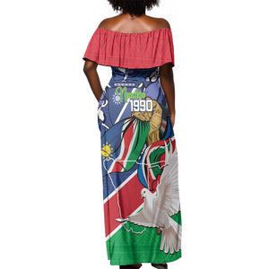 Afro Namibia Independence Day Off Shoulder Maxi Dress Namibian 1990 African Pattern