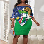 Afro Namibia Independence Day Off Shoulder Short Dress Namibian 1990 African Pattern