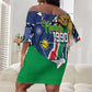 Afro Namibia Independence Day Off Shoulder Short Dress Namibian 1990 African Pattern