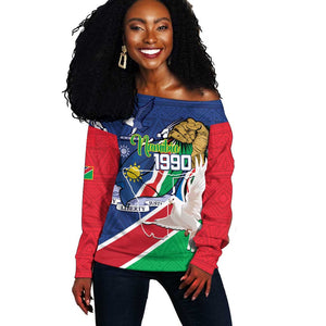 Afro Namibia Independence Day Off Shoulder Sweater Namibian 1990 African Pattern