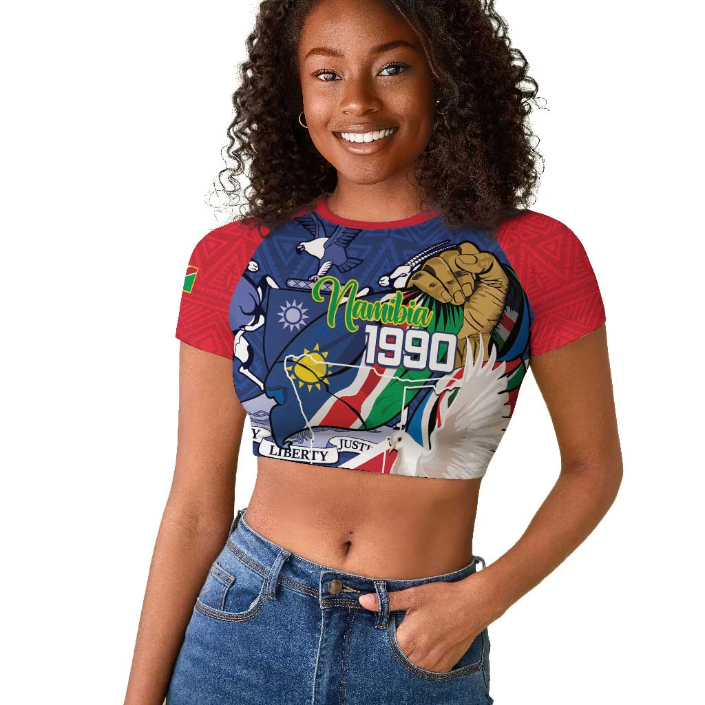 Afro Namibia Independence Day Raglan Cropped T shirt Namibian 1990 African Pattern