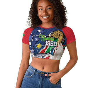 Afro Namibia Independence Day Raglan Cropped T shirt Namibian 1990 African Pattern