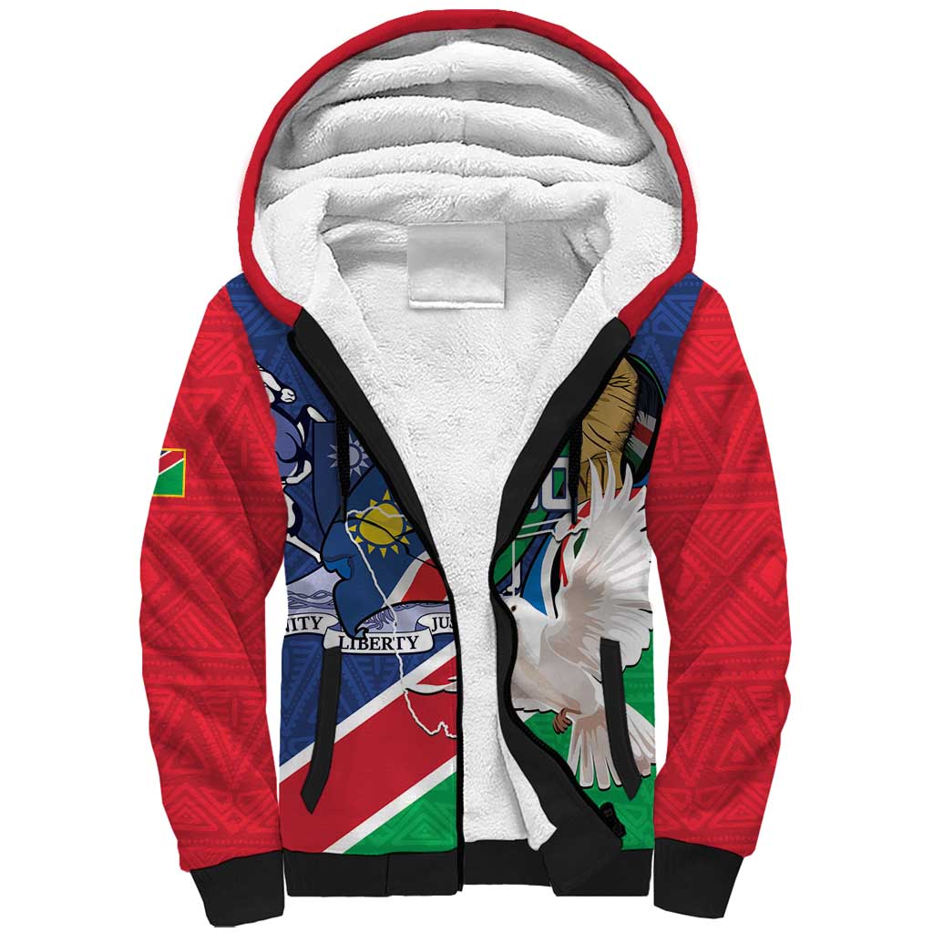 Afro Namibia Independence Day Sherpa Hoodie Namibian 1990 African Pattern