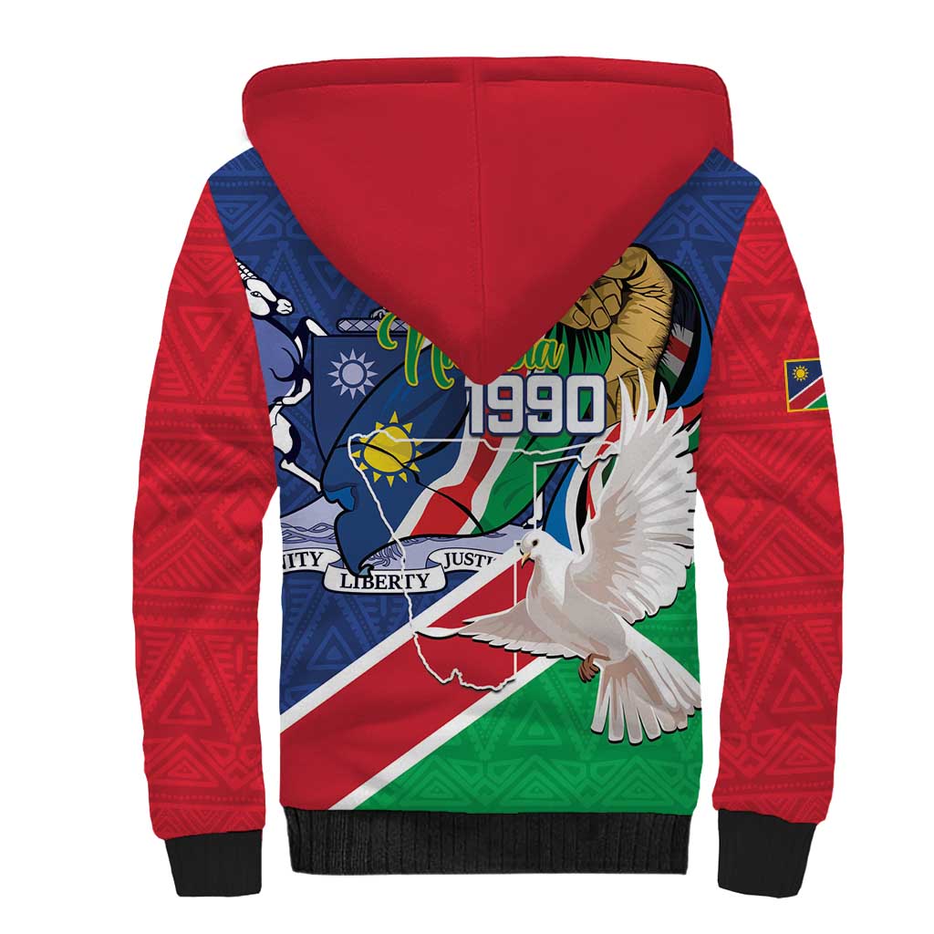 Afro Namibia Independence Day Sherpa Hoodie Namibian 1990 African Pattern