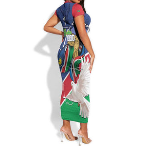Afro Namibia Independence Day Short Sleeve Bodycon Dress Namibian 1990 African Pattern LT14