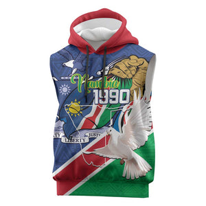 Afro Namibia Independence Day Sleeveless Hoodie Namibian 1990 African Pattern - African Pride