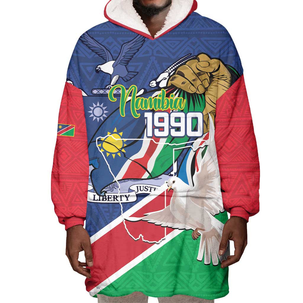 Afro Namibia Independence Day Wearable Blanket Hoodie Namibian 1990 African Pattern
