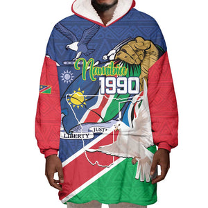 Afro Namibia Independence Day Wearable Blanket Hoodie Namibian 1990 African Pattern
