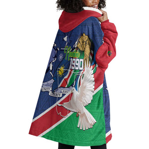 Afro Namibia Independence Day Wearable Blanket Hoodie Namibian 1990 African Pattern