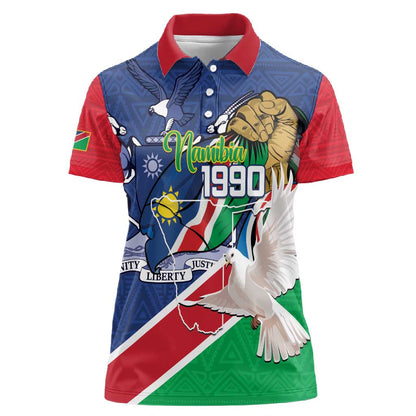 Afro Namibia Independence Day Women Polo Shirt Namibian 1990 African Pattern