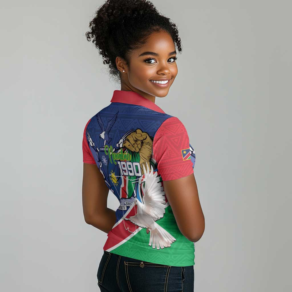 Afro Namibia Independence Day Women Polo Shirt Namibian 1990 African Pattern
