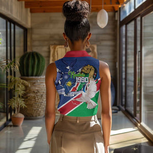 Afro Namibia Independence Day Women Sleeveless Polo Shirt Namibian 1990 African Pattern