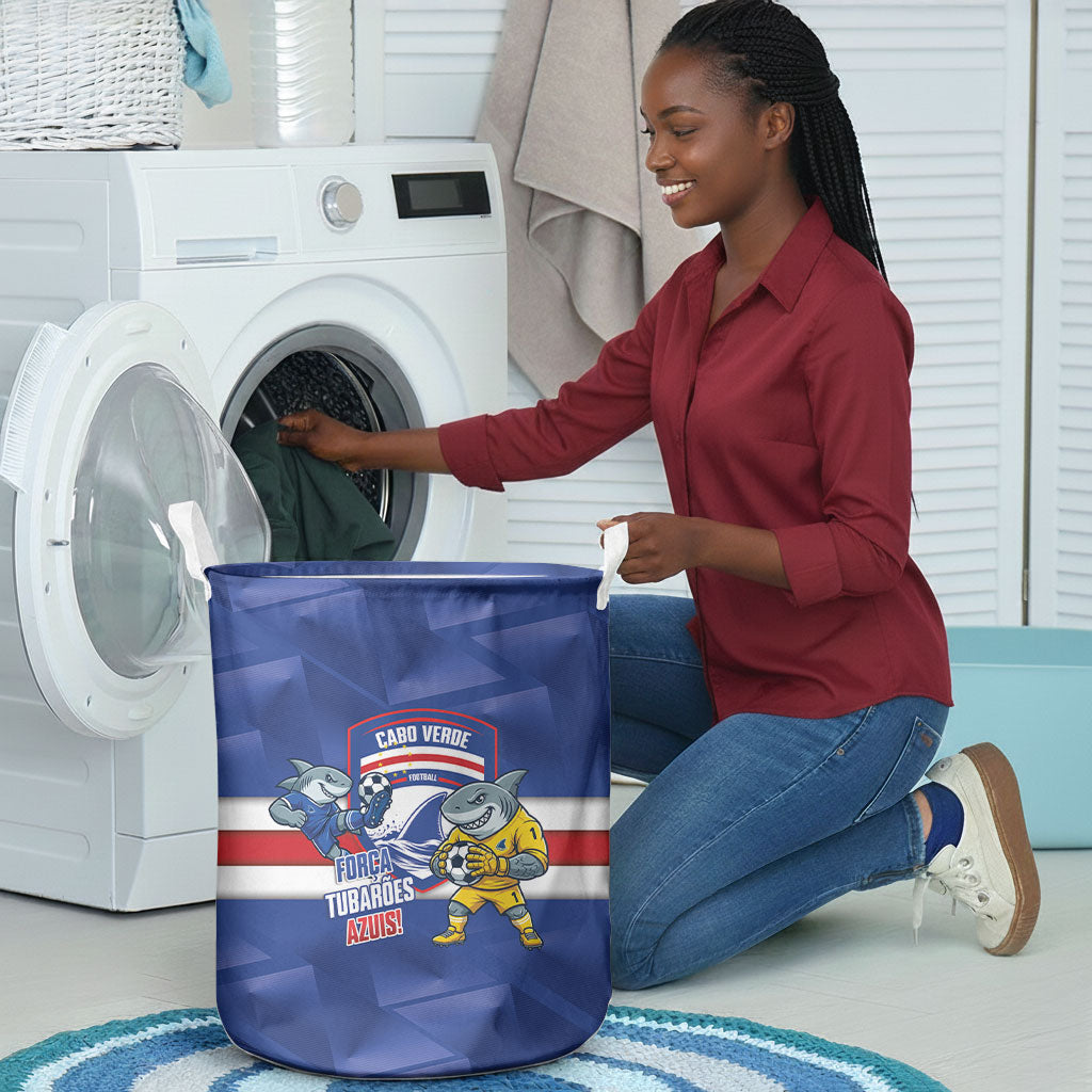 Cabo Verde Football 2026 Laundry Basket Forca Tubaroes Azuis
