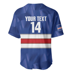 Cabo Verde Football 2026 Custom Baseball Jersey Forca Tubaroes Azuis
