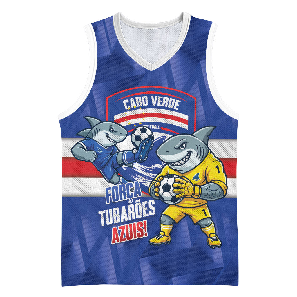 Cabo Verde Football 2026 Custom Basketball Jersey Forca Tubaroes Azuis