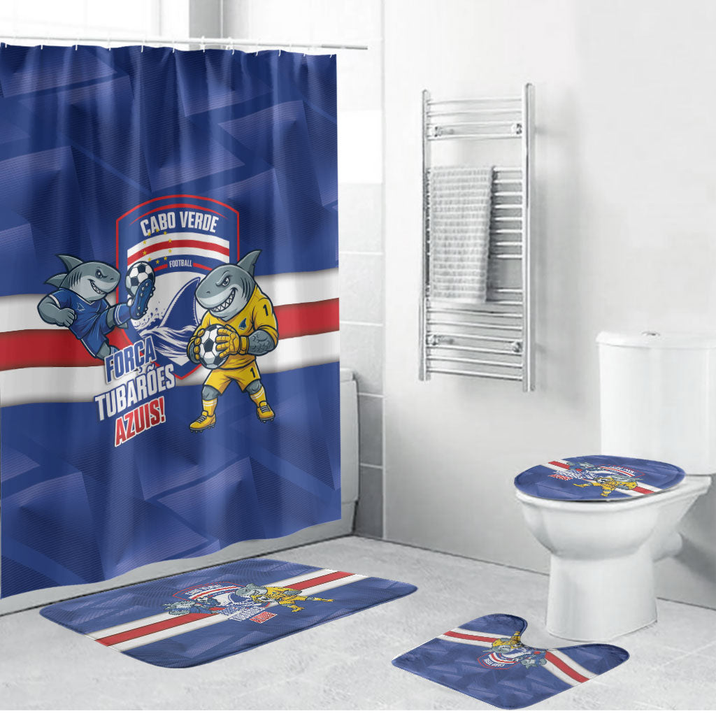 Cabo Verde Football 2026 Bathroom Set Forca Tubaroes Azuis